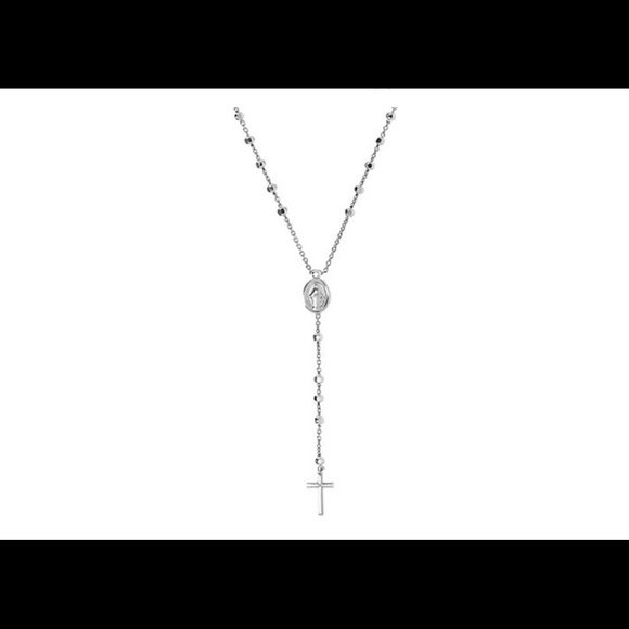 NEW Italian Sterling Silver Rosary Necklace - Picture 1 of 7